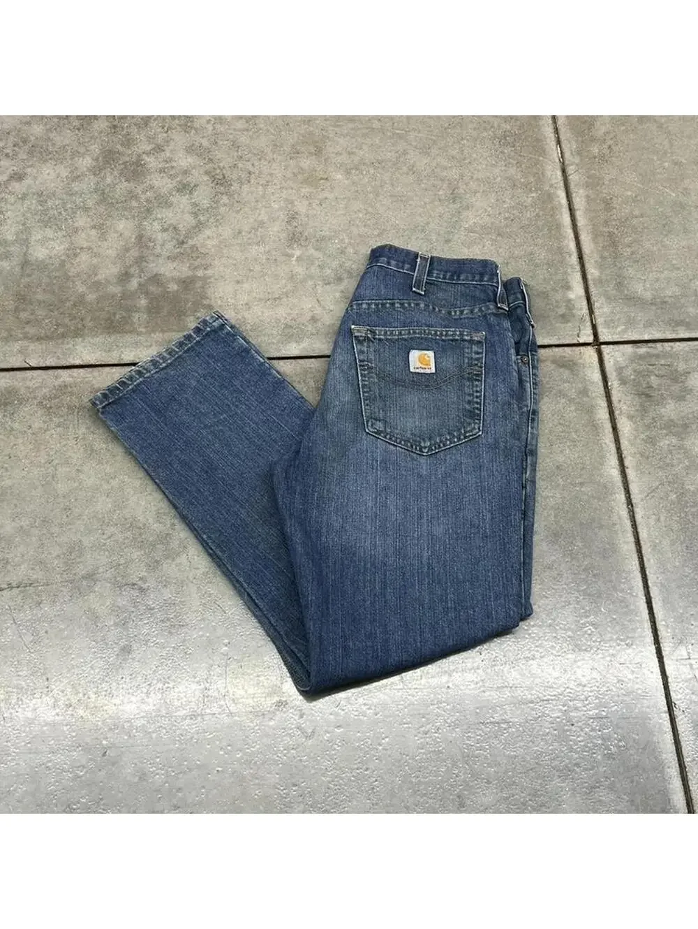 vintage carhartt straight leg dark blue jeans size 34 x 30